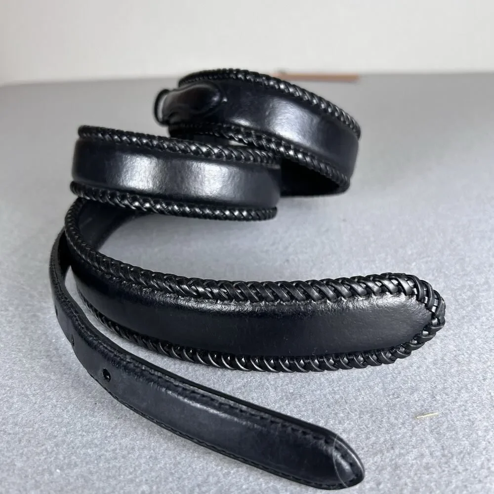 Vintage Men’s Belt Western Style Genuine Leather Black Size 49/100 7096-001
